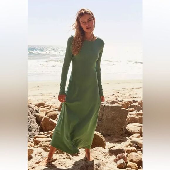 NWOT FREE PEOPLE Aubre Open-Back Essential Jersey Maxi Dress Mermaid - Picture 4 of 9